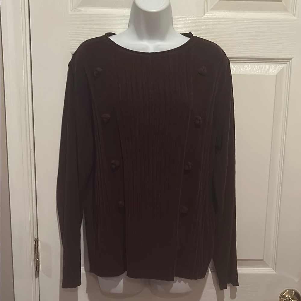 Pappagallo Elegant Brown Textured Seeater with Button Details